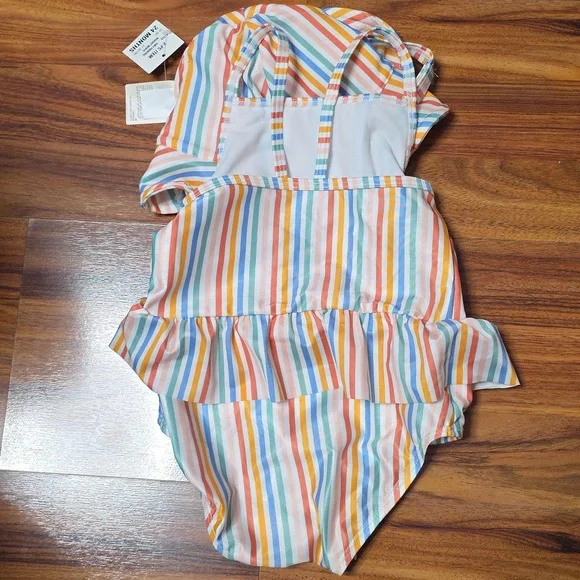 First Impressions Multicolor Striped Kids Swim One Piece - Picture 2 of 3